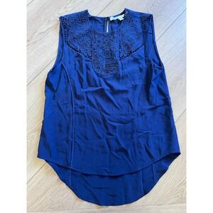 Veronica Beard Royal Blue Lace Inset Sleeveless Top Shirt Size 0